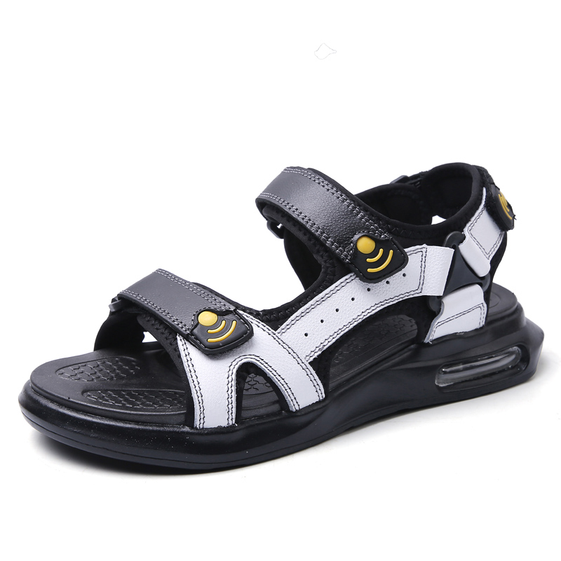 

big size men leisure summer sandals open toe cow leather shoes outdoors platform beach sandalias chaussure sandale homme zapatos, Black