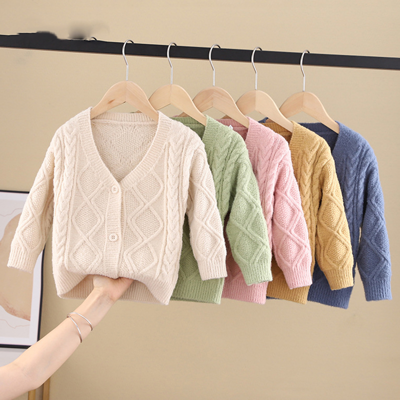

Children's knitted cardigan jacket Autumn winter kids fashion Sweater outerwear for boys and girl Toddler sweater infant clothes, Pink