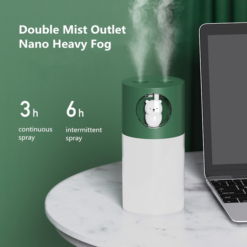 

2 Spray Nozzle Cute Pet Air Humidifier Aroma Essential Oil Diffuser with LED Lamp 280ml Ultrasonic Cool Mist USB Humidificador