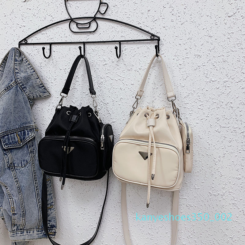 

Fashion Bucket Shoulder Bag Womens Drawstring Crossbody Bag Female Messenger Bags Ladies nylon Handbag Sac k02, Red