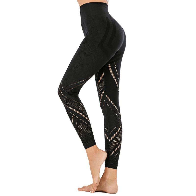 

Womens Elastic Hollow Out High Waist Leggings Tight Sports Casual Yoga Pants Leggings Fitness Sports Gimnasio Mujer30, Black