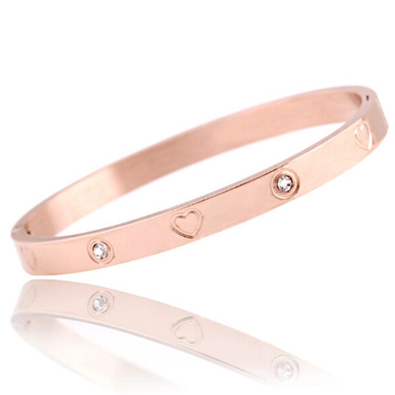 

Somsoar Jewelry Newest Heart Crystal Stainless Steel Bracelet Bangle for Christmas Gift as Women Gift 10pcs/lot