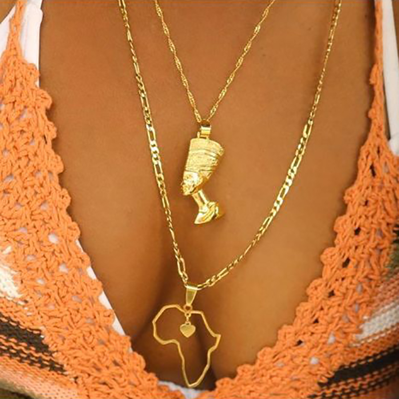 

Egyptian Pharaoh Necklace For Women Men Gold Hip-hop Chain Jewelry Punk Stainless Steel Rock Mystery Jewerly African Gift