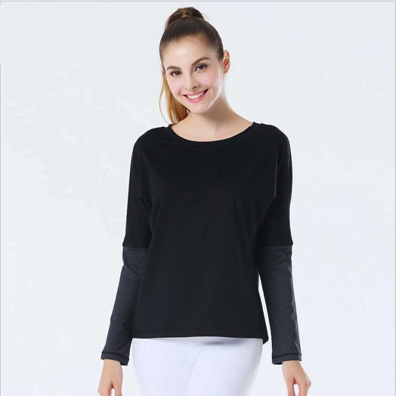 

SzBlaZe Womens Bat Sleeve Yoga Shirt Long Sleeve Performance Workout Shirt for Running Gym Fitness Riding Sport, Black