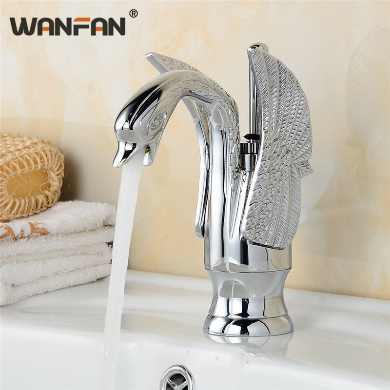 

Modern New Swan Design Basin Faucet Bathroom Single Handle Chrome Finish High Arch Luxury Faucets Hot And Cold Mixer Taps HJ-35L