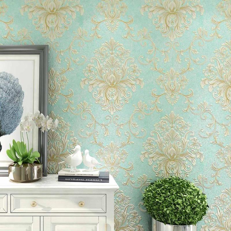 

New European luxury big flowers non-woven wallpapers 3D living room bedroom study TV background Damascus wall paper home decor, 80023
