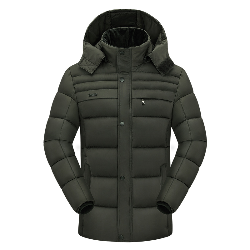 

Men's New Winter Casual Cotton Coats Warm Caps and Cotton Clothes Men's Parkas Winter Hooded Coat Down Suit, Black