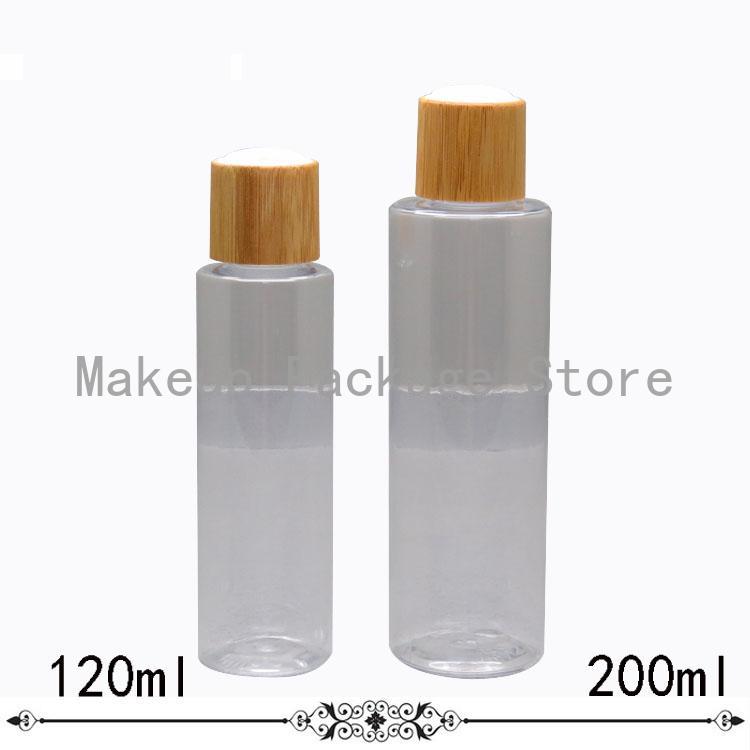 

10pcs 120ml/200ml Elite Fluid/toner Empty Packing Bottle,transparent PET Plastic Bottle with Bamboo Lid