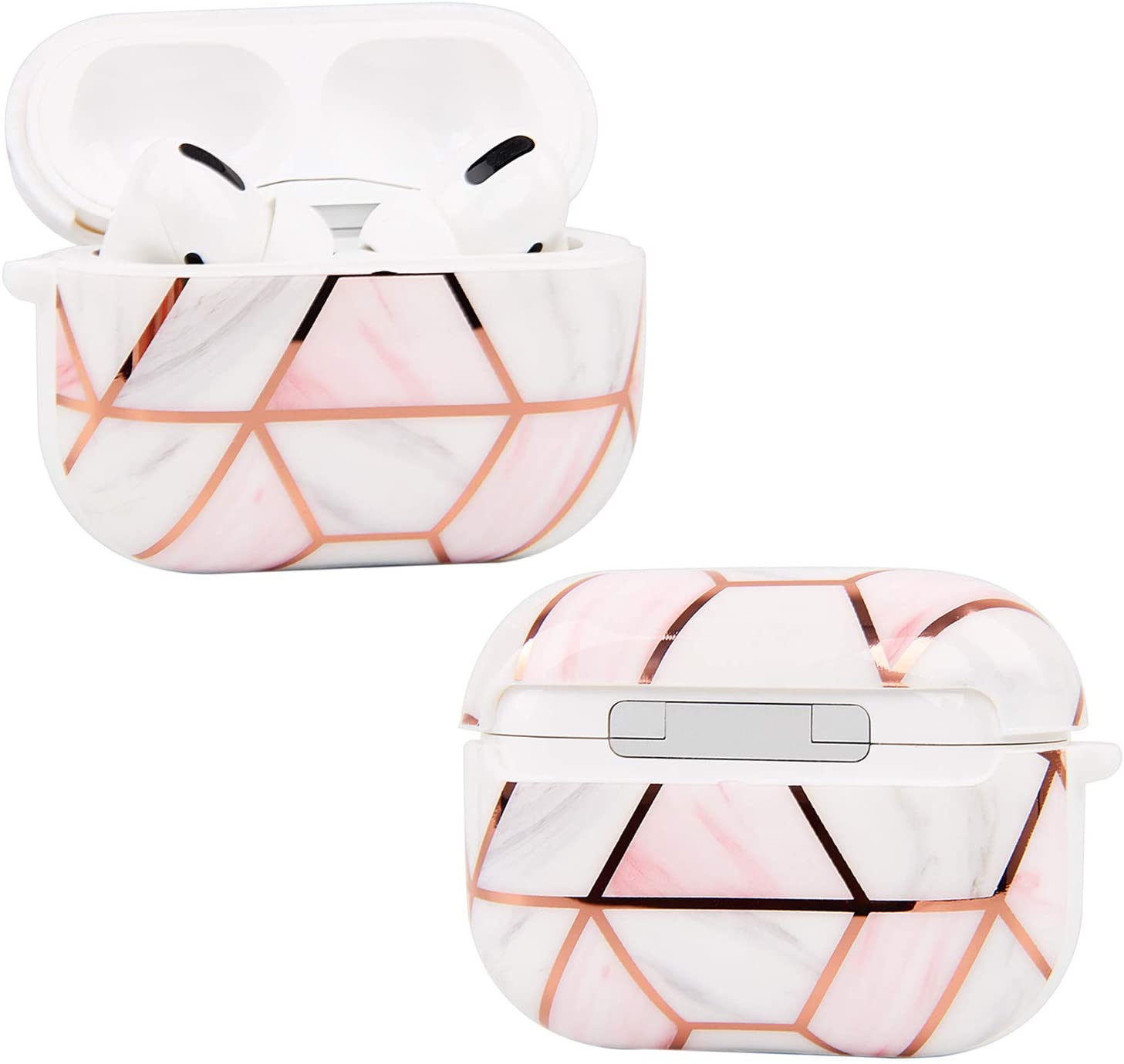 

Airpods Pro Case Marble Glitter Cover for Apple Airpods Pro/ Airpod 3 Rose Gold Stylish Airpod Pro Skin Bling Protective Soft TPU Shockproo