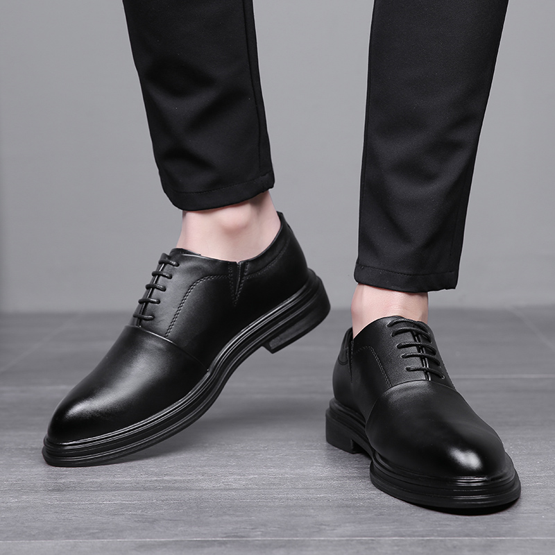 

2020 Handmade Classic Leather Man Oxfords Lace Up Wedding Party Mens Street Style Dress Shoes, Black