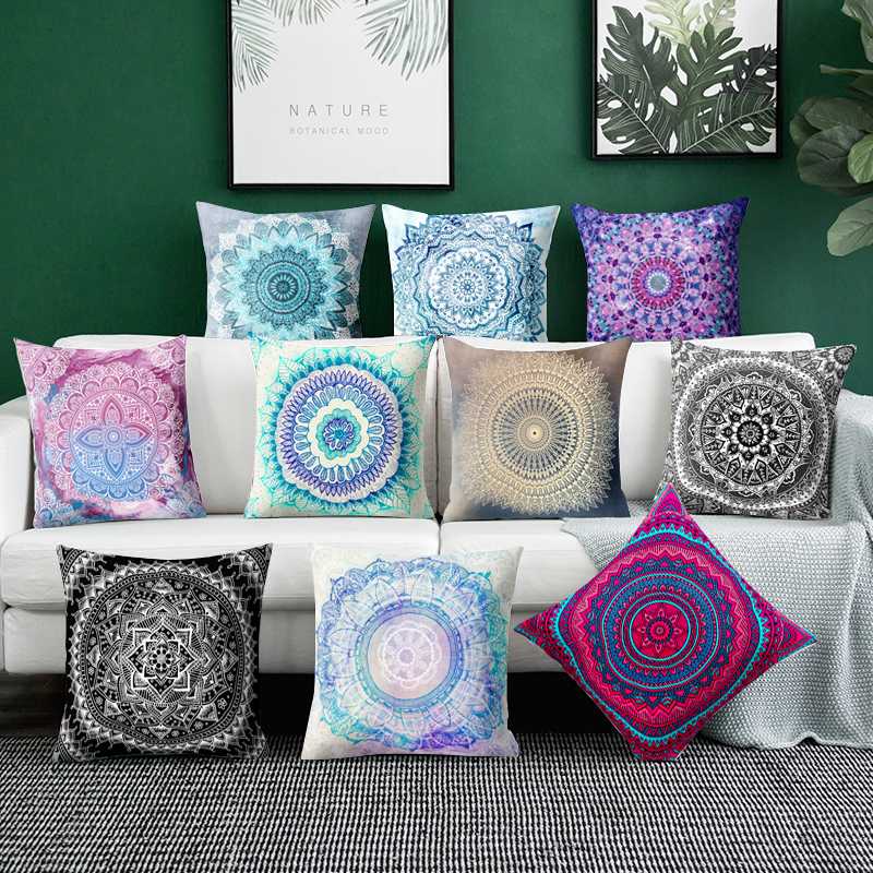 

Mandala Polyester Cushion Cover Bohemian Geometric Pillow Case home sofa bedding room decor 45*45cm cussin pillow cover, 11