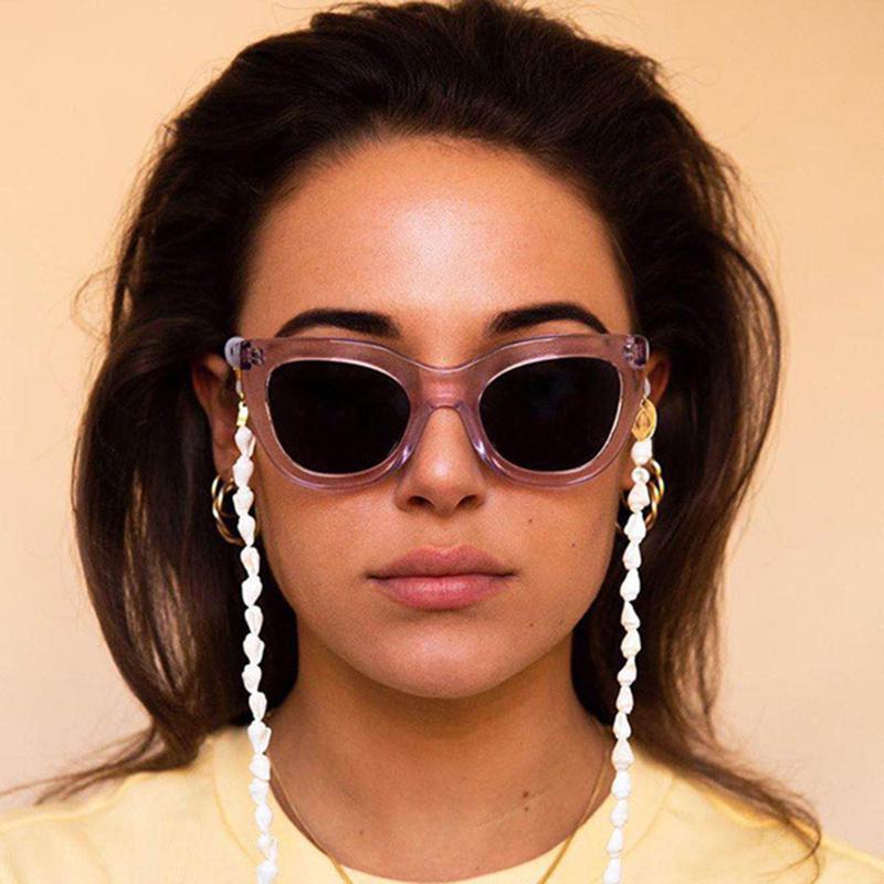 

Sunglasses Frames Fashion White Small Conch Glasses Chain Beaded Sunglass Reading Eyeglasses Cord Holder Rope For Men Women Couples