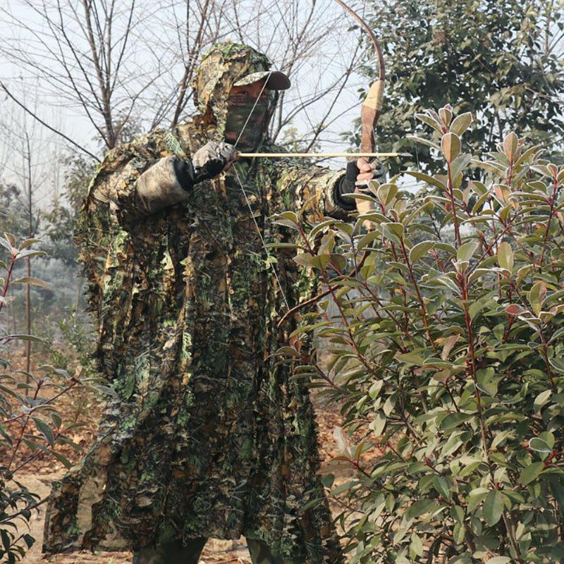 

Woodland Training Adjustable Birdwatching Camouflage Bionic Leaf 3D Adults Outdoor Hooded Polyester Photography Hunting Clothes, As pic