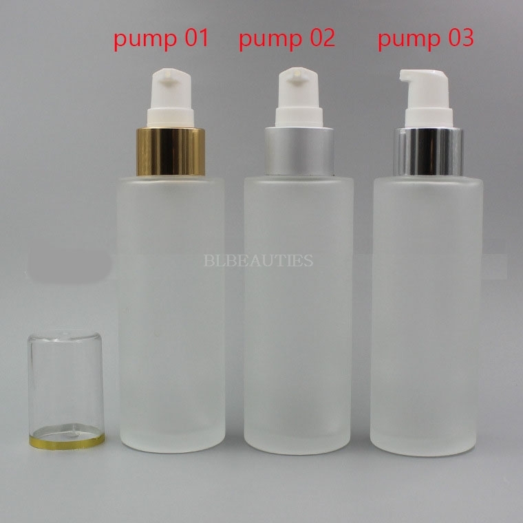 

200pcs/lot 100ml 120ml Clear Frosted MaGlass Cosmetic Bottle With Sprayer Or Lotion Pump Perfume Refillable Bottles