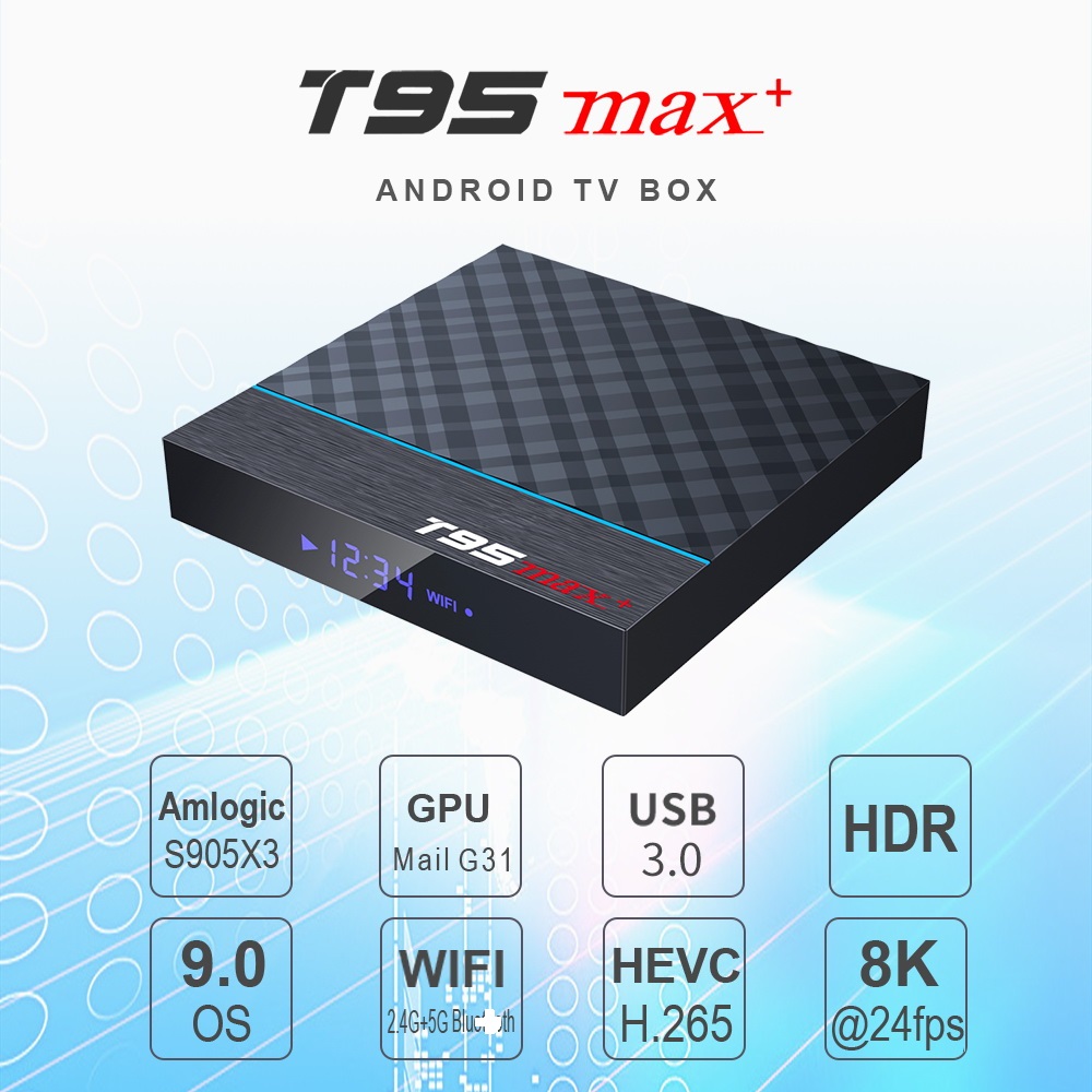 

Android TV Box T95 MAX Plus Android 9.0 Box Amlogic S905X3 4+32 64GB Bluetooth 4.0 2.4G+5G Wifi Support Smart TV