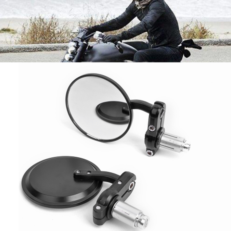 

2Pcs Universal Motorcycle Mirror Aluminum Black 22mm Handle Bar End Rearview Side Mirrors Motorcycle Accessories