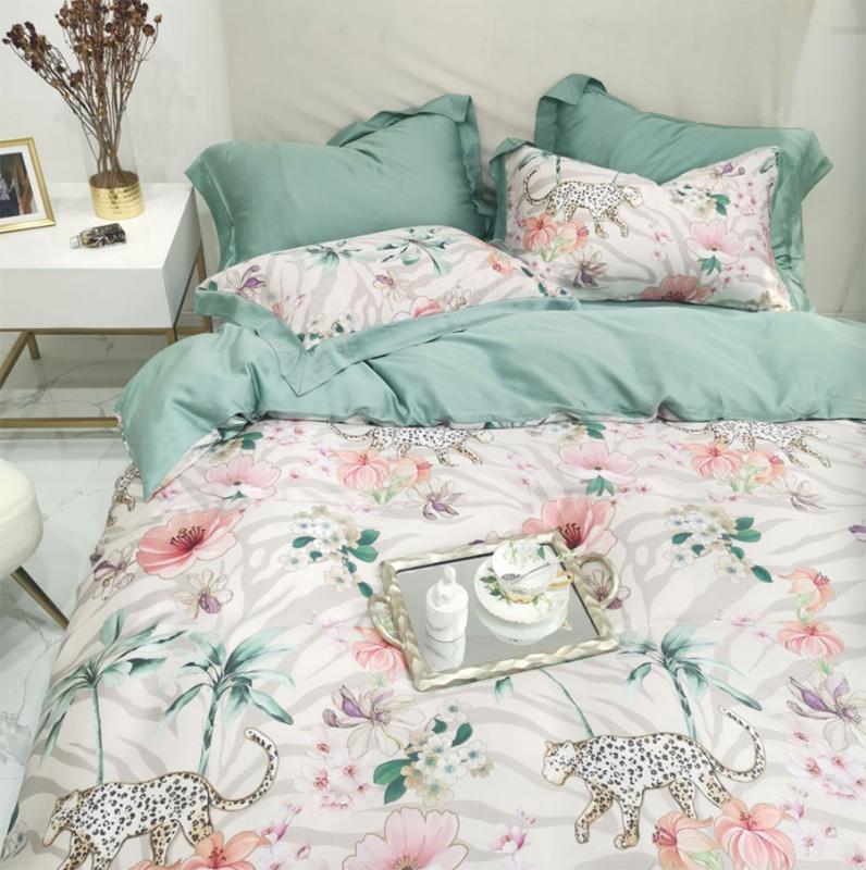 

European american romantic flower bedding set teen adult, queen king double home textile bed sheet pillow case duvet cover, Picture color