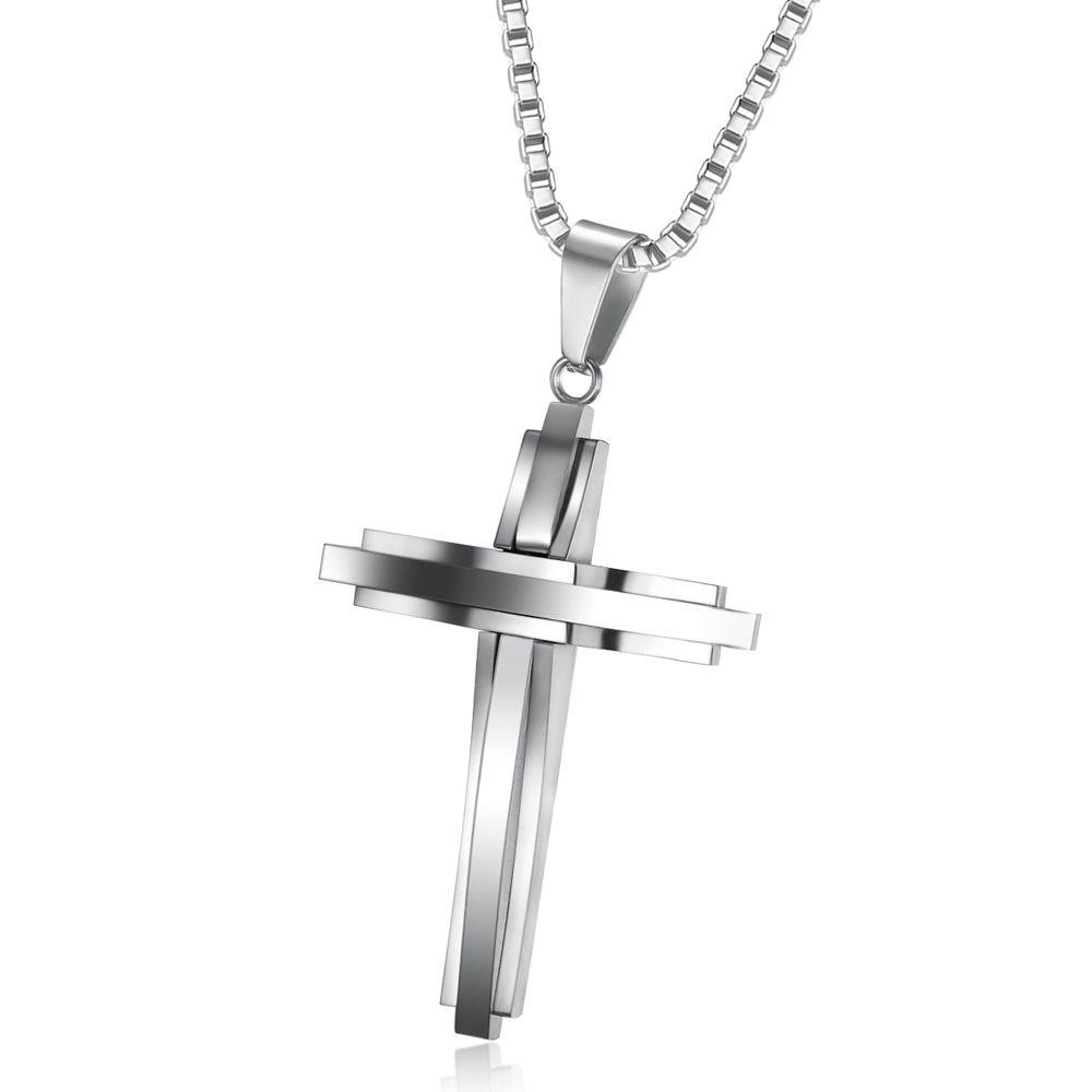 

Men Stainless Steel Cross Pendant Necklaces Men Religion Faith Charm Titanium steel chain For women Fashion Jewelry Gift