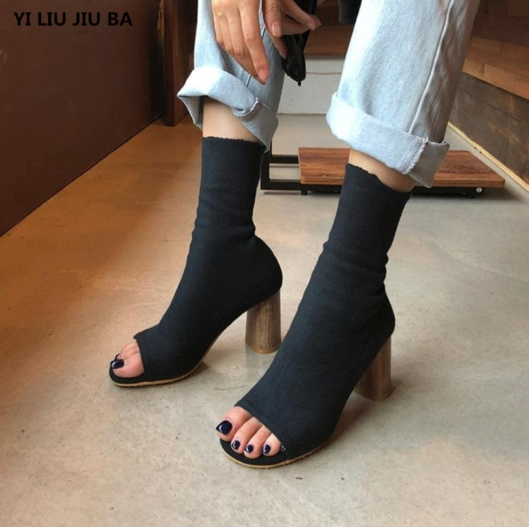 

New autumn Women Pumps High Heels Shoes women Platform Peep Toe suqure heels Dress shoes sandals woman mujer de zapatos, Red