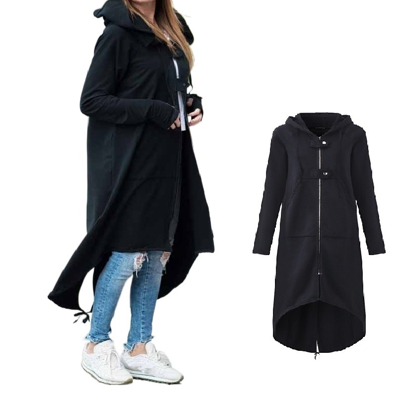 

Long Women' Coat Hot Selling Pure Color Street Casual Style Europe America Cashmere Hoodie Zipper Free Shipping Autumn Winter, Purple