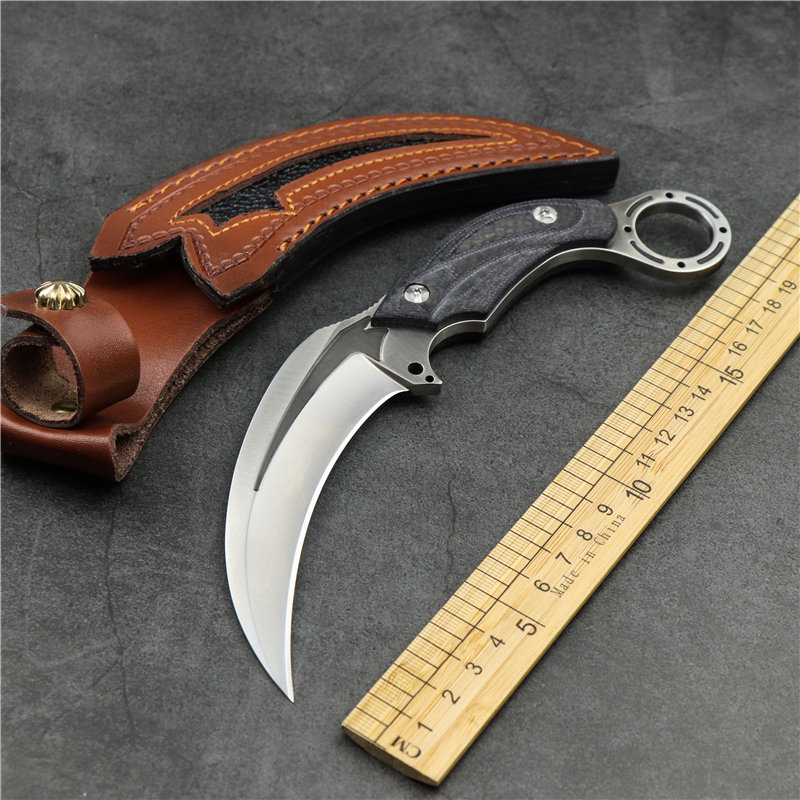 

Outdoor camping claw knife DC53 steel small straight knife carbon fiber handle high hardness sharp EDC tactical hunting claw knife