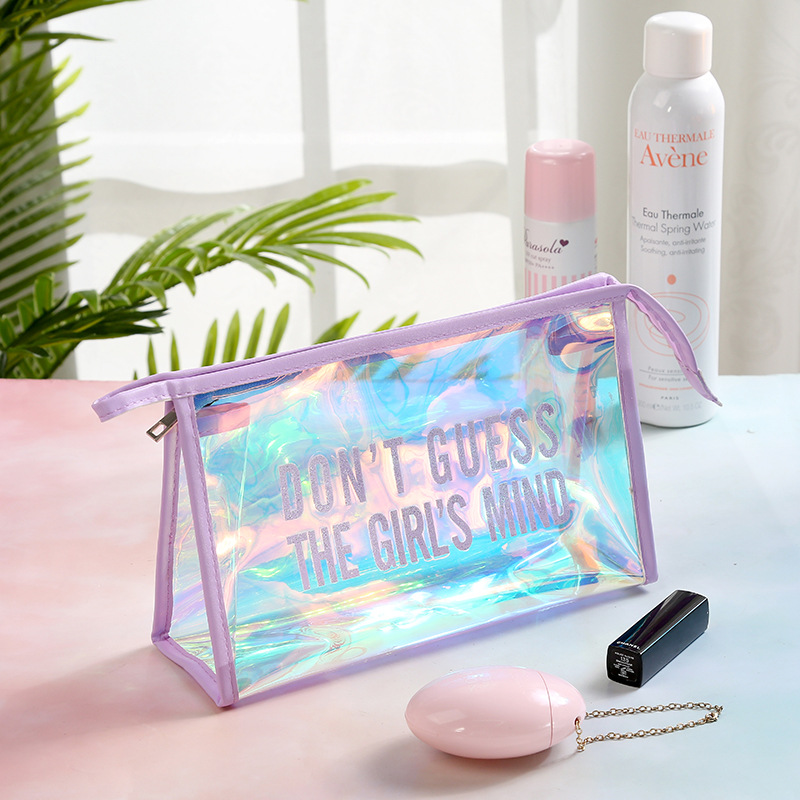 

Transparent PVC Laser Cosmetic Bags Holographic Clear Bag For Women Travel Wash Waterproof Storage Bags Makeup Case Beauty