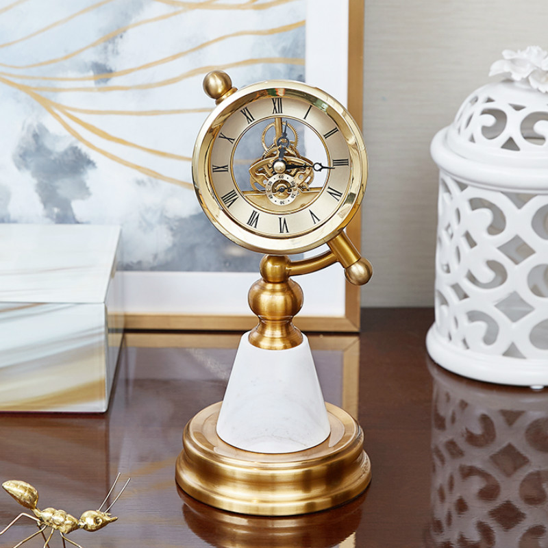 

European style light luxury table clock retro American creative office alarm clock decoration ornaments WJ022260
