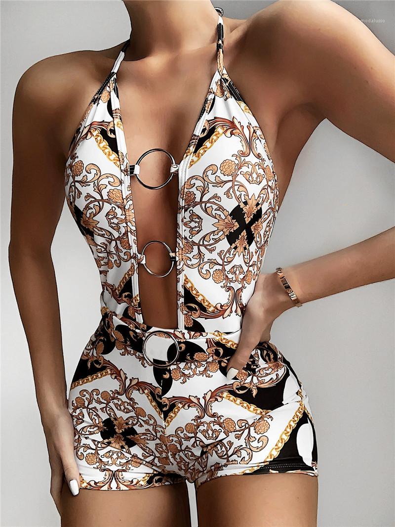 

With Printed Cutout Straps Sexy Deep V Neck Hollow Out Swimwear Fashion Beach Swimsuit Women Designer Swimsuits One Piece Swimsuit, White;black