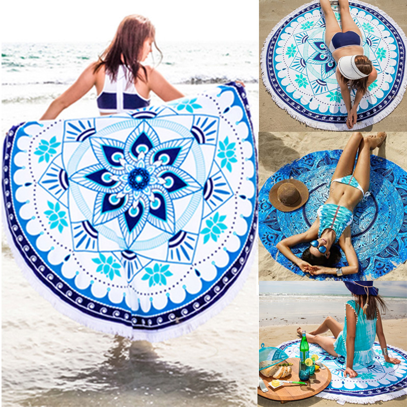 

2020 New Fashion Round Mandala Tapestry Hippie Wall Hanging Bohemian Beach Throw Towel Blanket Yoga Mat Decor 148cm