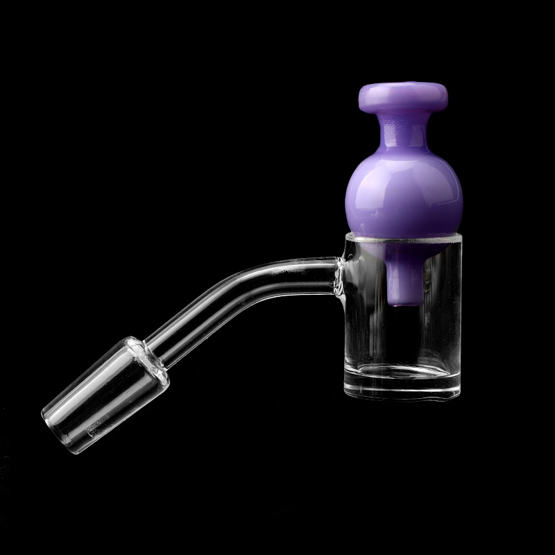 

Free DHL! 4mm Clear Bottom 10mm 14mm 18mm Beveled Edge Quartz Banger With Bubble Carb Cap For Dab Rigs Glass Water Bongs