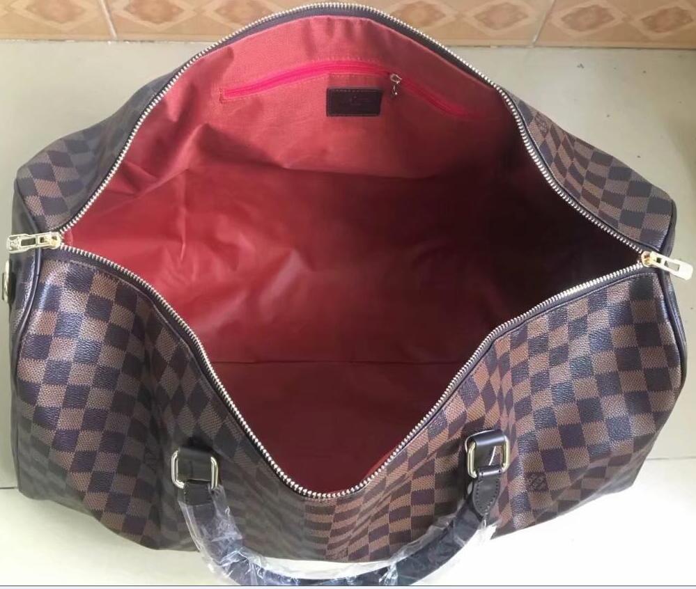 

High quality duffle bag women travel bags hand luggage luxury designer travel bag men pu leather handbags large cross body bag tot225O, Coffee grid