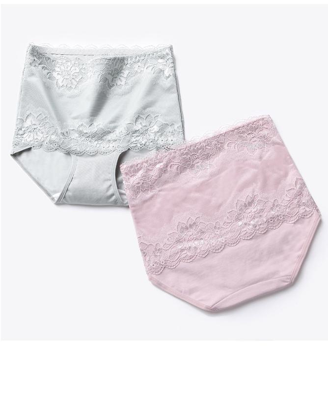 

Sexy Lace Abdomen Panties Women's Buttocks Shaping High Waist Shaping Pure Slimming Soft Cotton Seamless Underpants, Blue