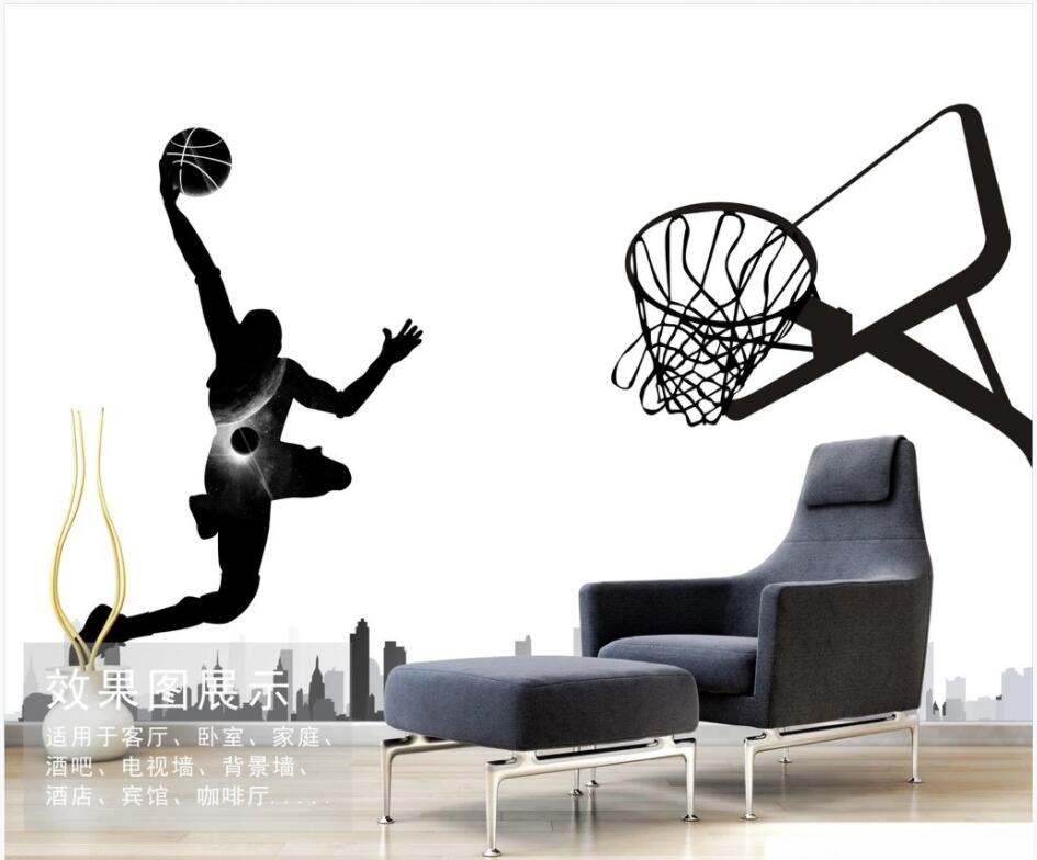 

3d wallpaper custom photo mural on the wall Basketball city black and white home decor living room 3d wall murals wallpaper for walls 3 d, Non-woven wallpaper