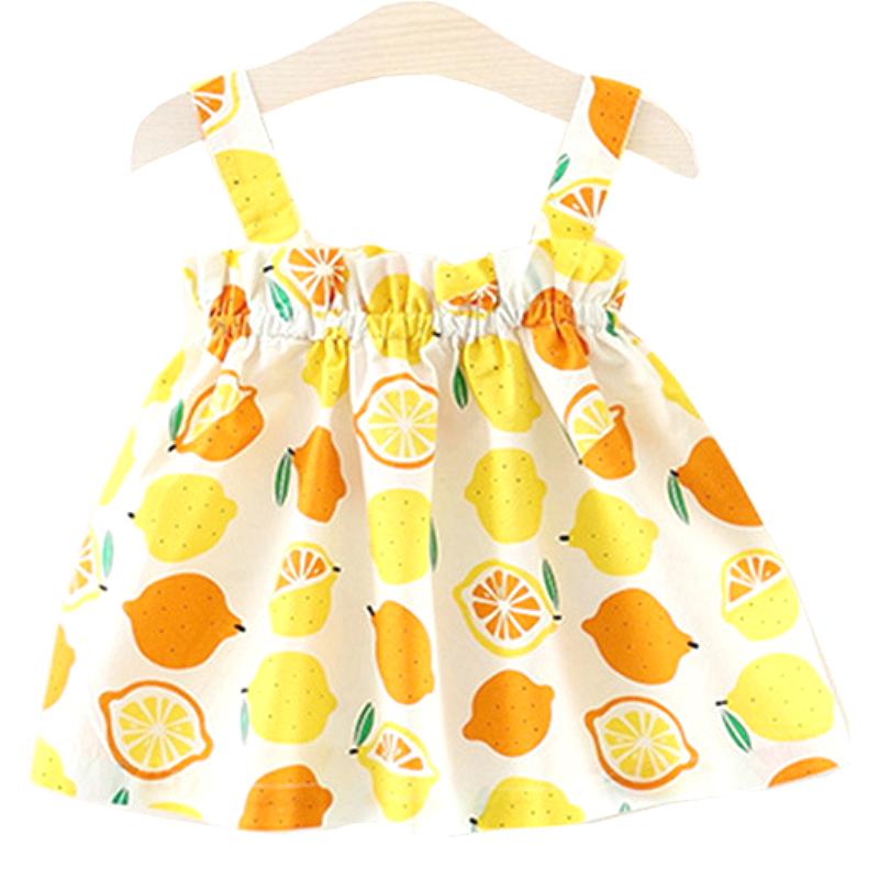 

2020 New Girls' Small Fresh Sling Tube Dress Little Girl Sweet Princess Dress Christmas Party Elegant Costume Birthday Clothing, Yellow