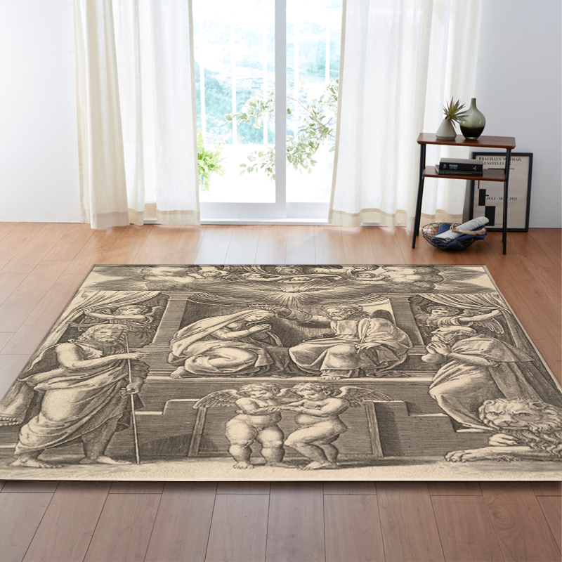 

Nordic Living Room Carpet Greek Art Statues Printing Rug Mat Anti-slip Flannel Warm Bedroom Angel Idol Home Area Rug Carpets