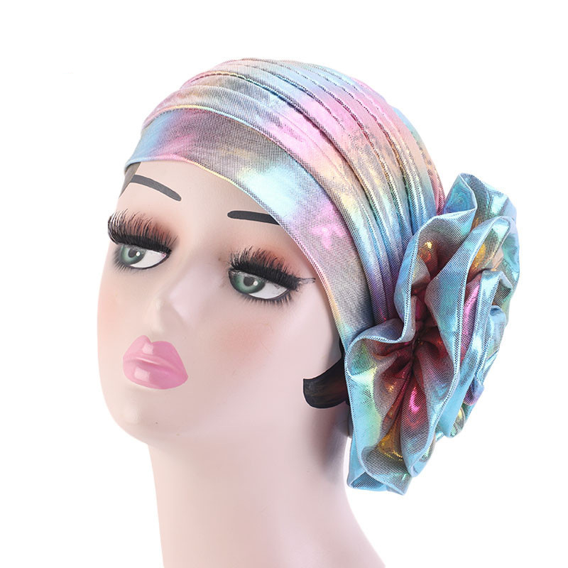 

2020 1PC Adjustable Women Laser High Elasticity Wide Sleeping Cap Stretch Chemotherapy Hat Muslim Cap Headwear Turban Shower, Pink