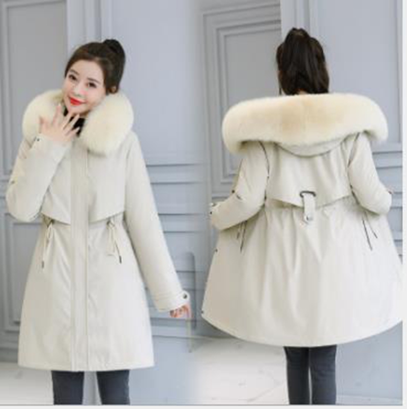 

Wholesale fashion winter new style women's winter large size thicker pie overcoming loose mid-length down padded jacket size S-6XL, Dark blue