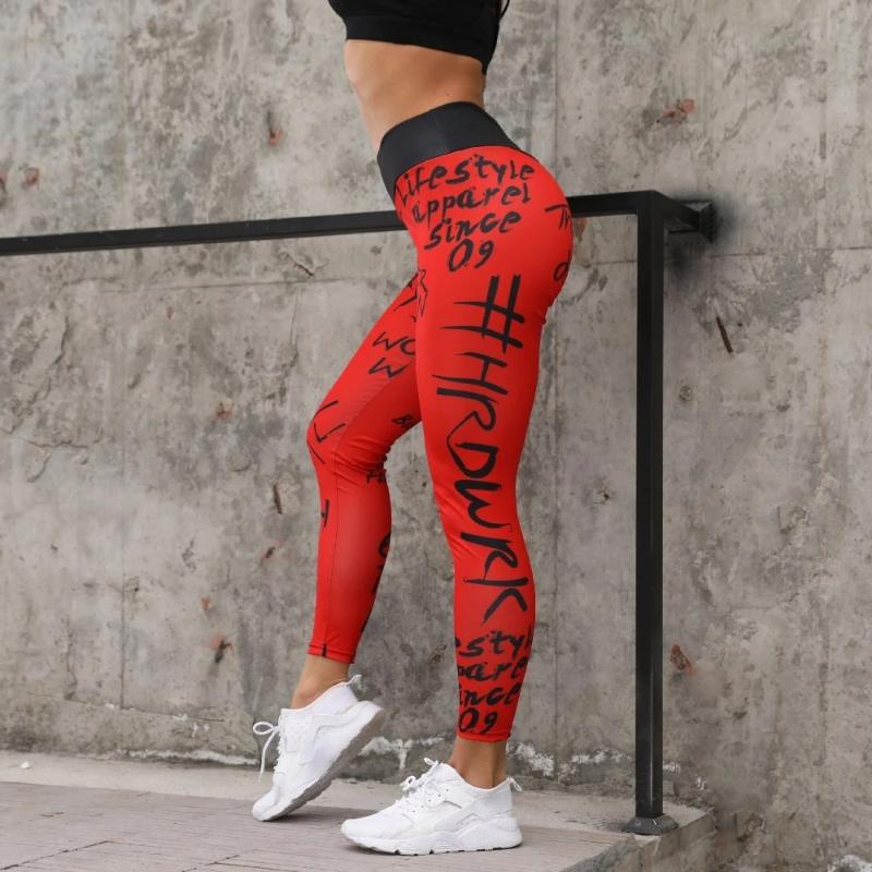 

Womens Letter Printed Stretchy Bodycon Yoga Leggings Lady Fitness Sports Gym Exercise Running Skinny Fit Jogging Pants, Black