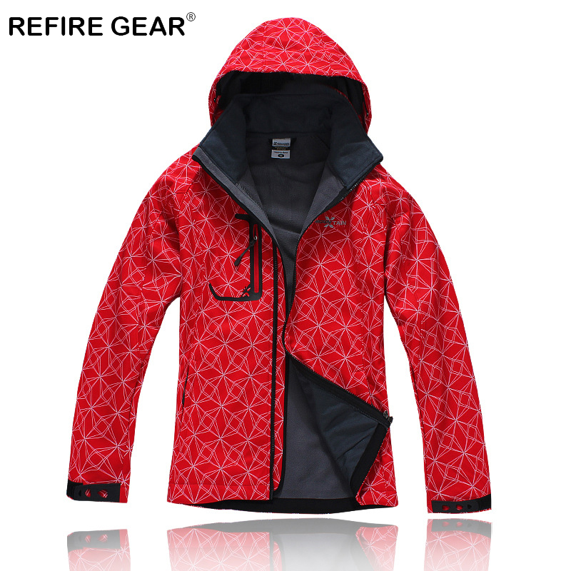 

ReFire Gear Winter Thermal Soft Shell Hiking Jacket Women Windproof Warm Climbing Camping Jacket Female Outdoor Sport Jackets, Women red