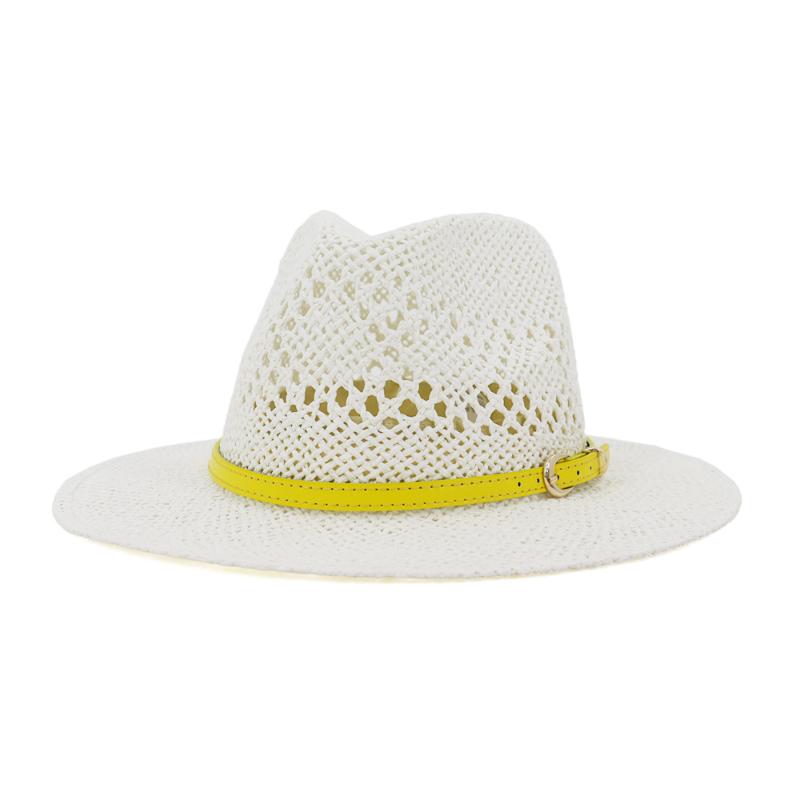 

2020 New Panama Hat Men Straw Fedora Male Sunhat Women Summer Beach Sun Visor Cap Cool Jazz Trilby Hat, White