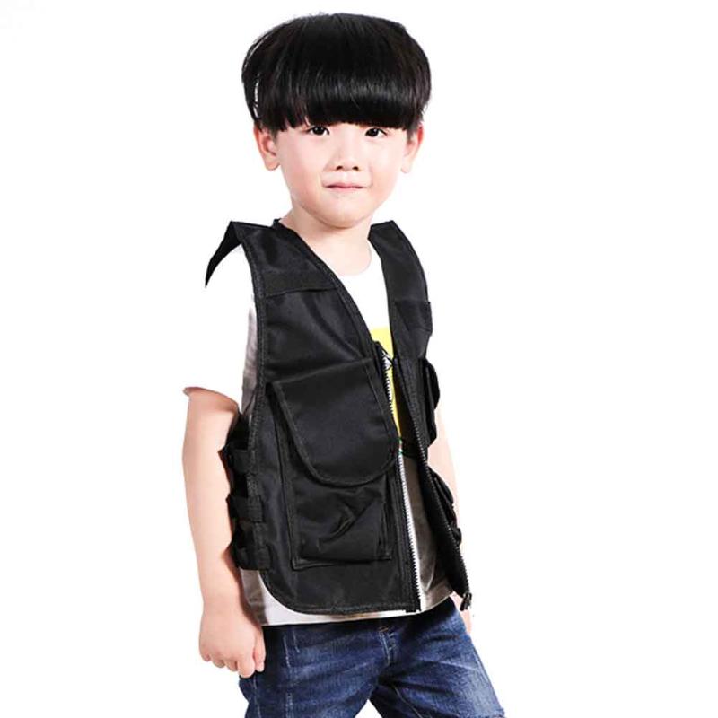 

Adjustable Field Protective Nylon Cloth Shooting Hunting Zipper Camping Children Tactical Vest Multi Pocket Outdoor, Black