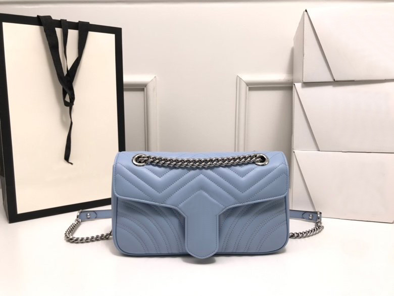 

Women Designer Shoulder Bags Colorblock Bag small Chain Flap Cross body Handbags High Quality Genuine Leather Quilted Handbag 26cm, Blue