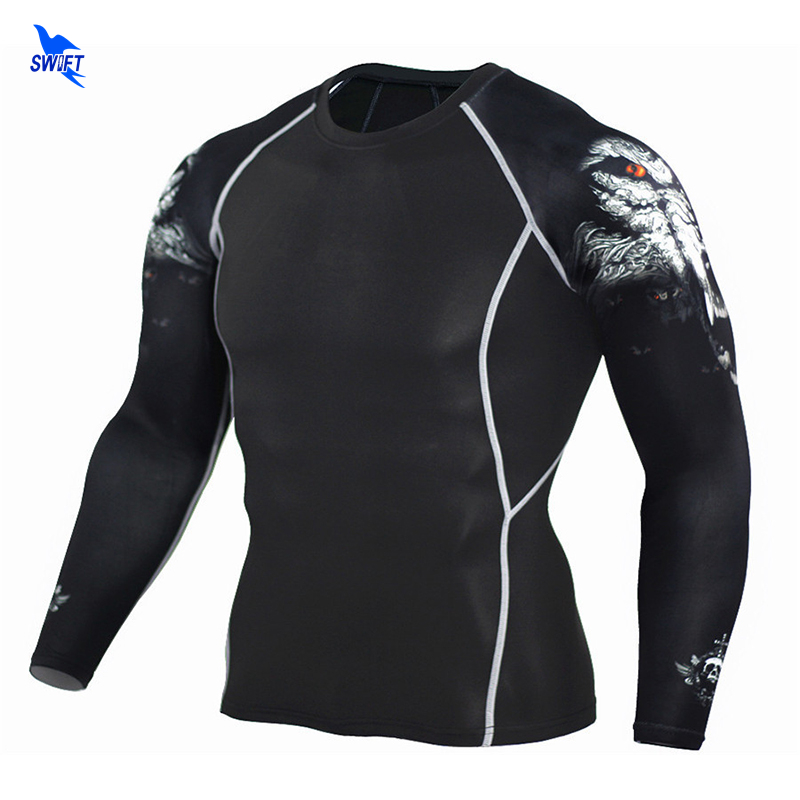 

Mens Compression Running Shirt 3D Wolf Printed Long Sleeve Jerseys Gym Fitness Lycra Crossfit T-Shirt Stretch Quick Dry Tees, Tc96