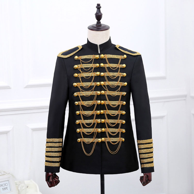

Mens Blazer Jacket DJ Nightclub Bar Sequin Blazer Men European Court Costume Homme Wedding Groom Cosplay Homme, Black