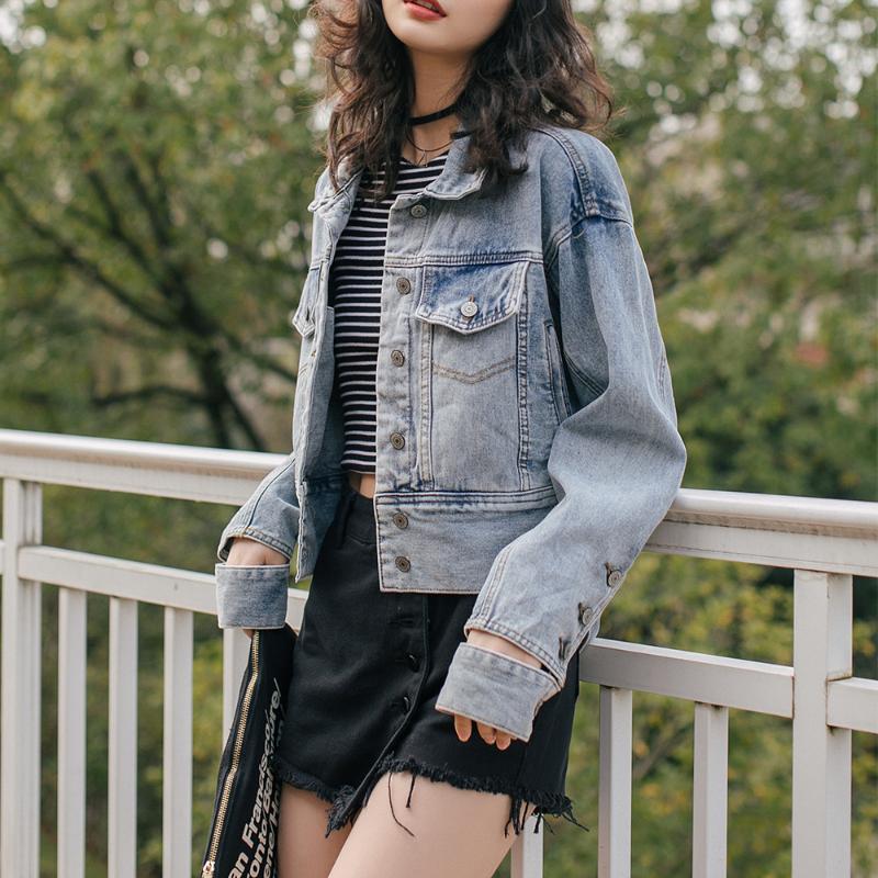 

short oversize denim jacket women punk vintage Streetwear loose Autumn Winter 2020 new jeans jacket woman 2020 Asymmetrical, Blue