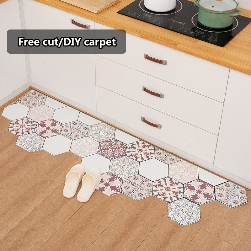 

Nordic Parquet home door mat Entrance hall carpet Pu leather floor mat INS Door Living room floor bathroom non-slip rug, H-rectangular