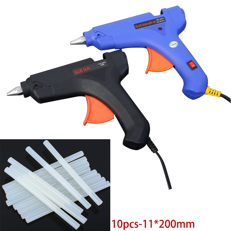 

80W/100W Hot Melt Glue Gun with 11mm Glue Stick Industrial Mini Guns Thermo Electric Heat Temperature Tool+10pcs Sticks