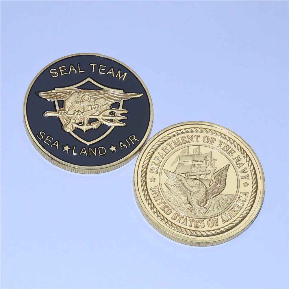 

Free Shipping 2pcs/lot, United States Navy Challenge Coin Seal Team Sea Land Air Challenge Coin