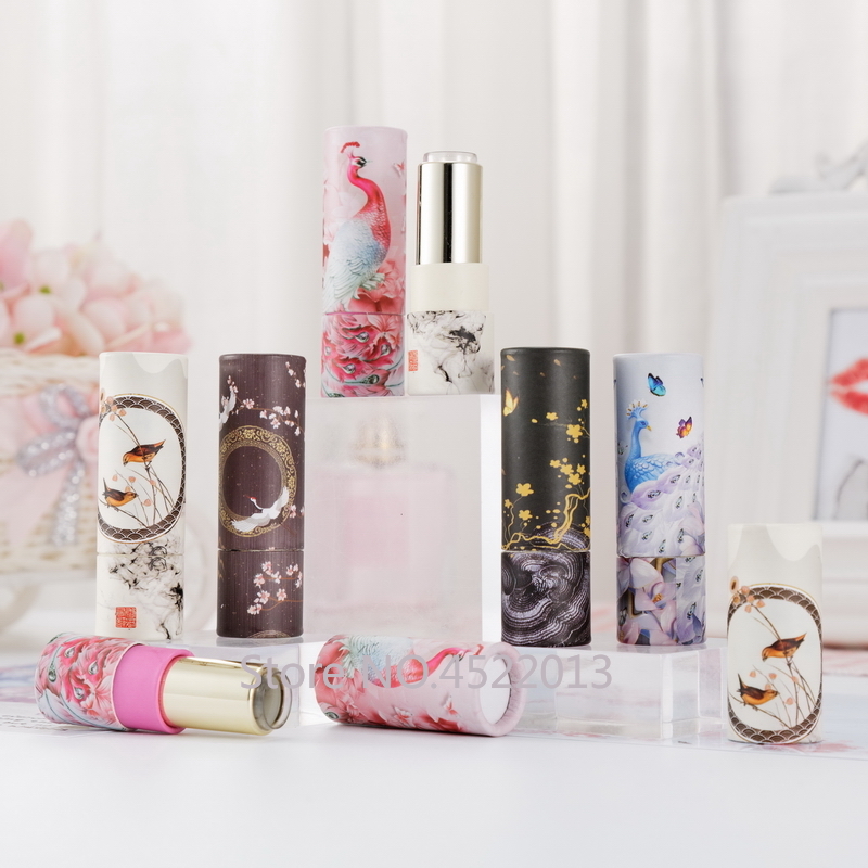

10/30/50pcs 12.1mm Empty Chinese Style Paper Lipstick Tube Lip Containers Round Cosmetic Beauty Lip Rouge Refillable Bottle