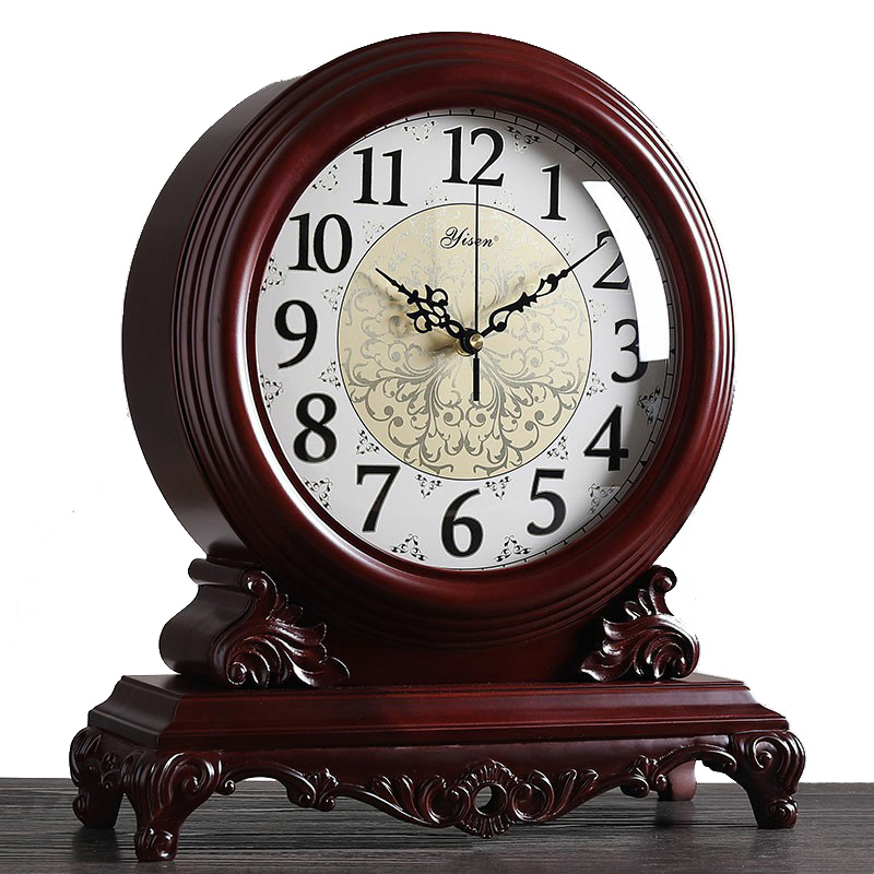 

New Luxury Large Solid Wood Table Clock Living Room Bedroom Desktop Vintage Engraving Desk Clock Home Decoration Table Watch